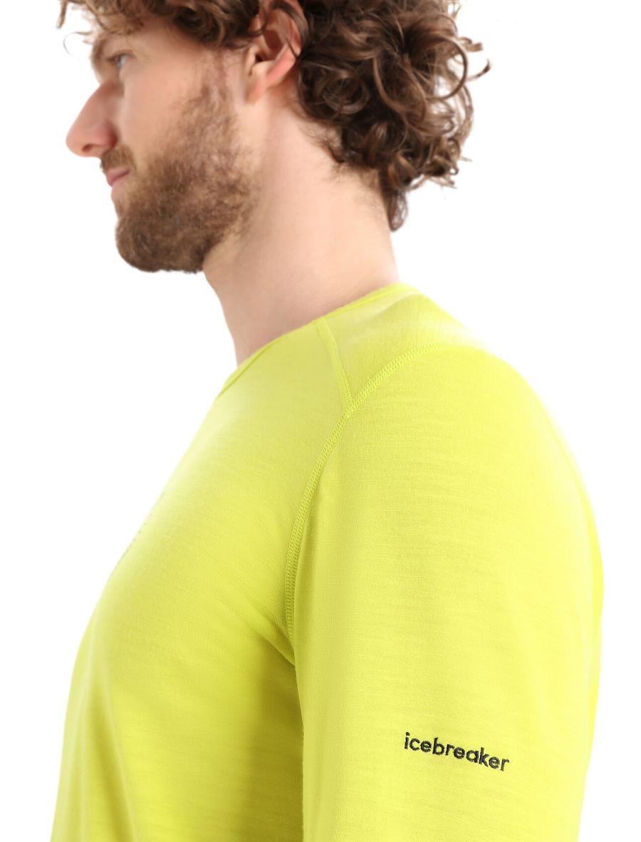 Base Layers Icebreaker Merino 200 Oasis Long Sleeve Crewe Alps 3D Homme Jaune | FR 1350KORI